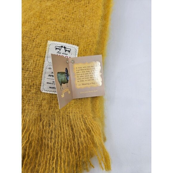 New Avoca The Mill Amber Yellow Mohair/Wool Throw Blanket 56X72 - Picture 3 of 4